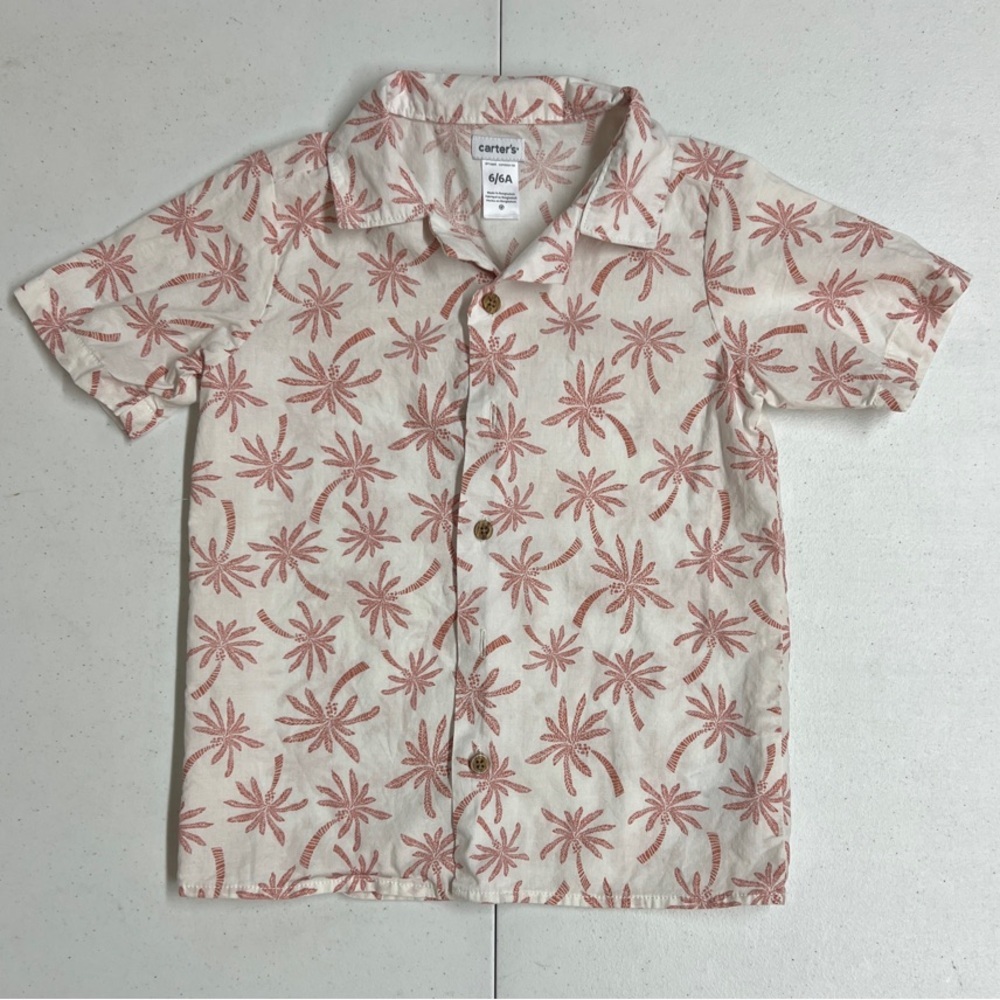 Carter’s Palm Print Button Up Short Sleeve Shirt